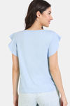Zivame Summer Thyme Knit Cotton Top - Starlight Blue — thumbnail 4